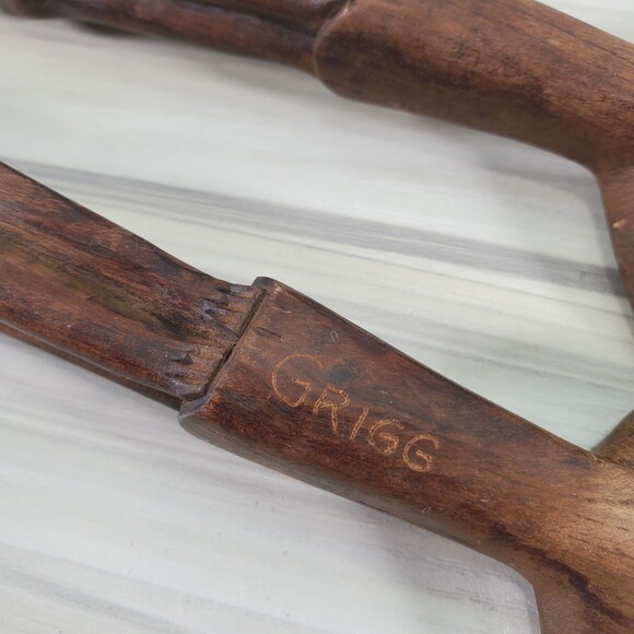 Hand Carved Wood Spoon Fork Set Salad Serving Utensils Grigg African Egyptian - Picture 7 of 8